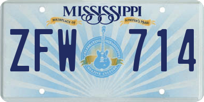 MS license plate ZFW714