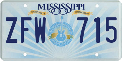 MS license plate ZFW715