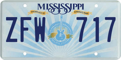 MS license plate ZFW717
