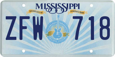 MS license plate ZFW718