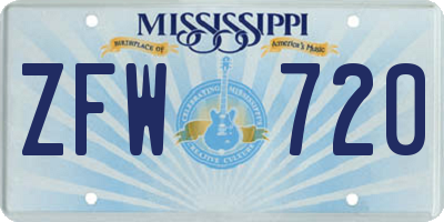 MS license plate ZFW720