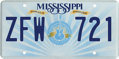 MS license plate ZFW721