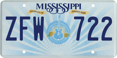 MS license plate ZFW722