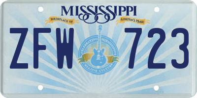 MS license plate ZFW723