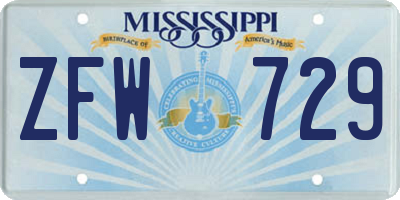 MS license plate ZFW729
