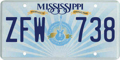 MS license plate ZFW738