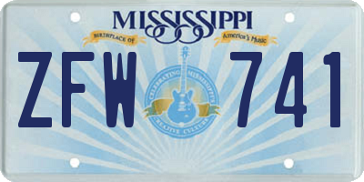 MS license plate ZFW741