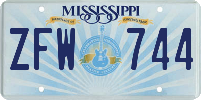 MS license plate ZFW744