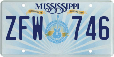 MS license plate ZFW746