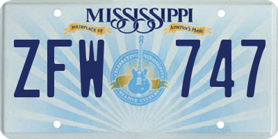 MS license plate ZFW747