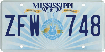 MS license plate ZFW748