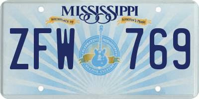 MS license plate ZFW769