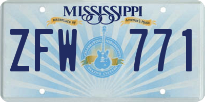 MS license plate ZFW771
