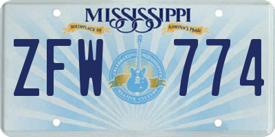 MS license plate ZFW774