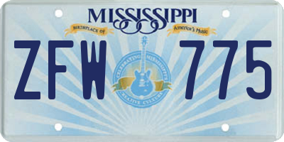MS license plate ZFW775