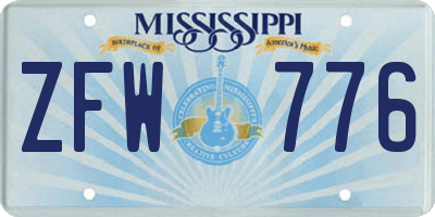 MS license plate ZFW776