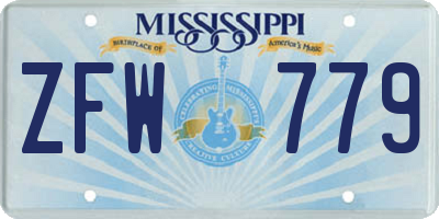 MS license plate ZFW779