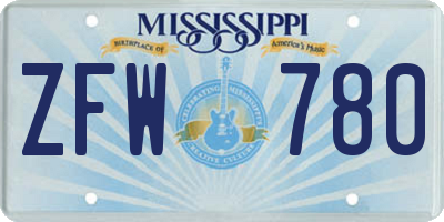 MS license plate ZFW780