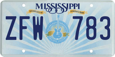 MS license plate ZFW783