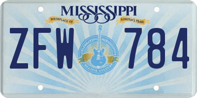 MS license plate ZFW784