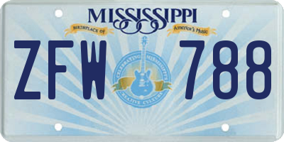 MS license plate ZFW788