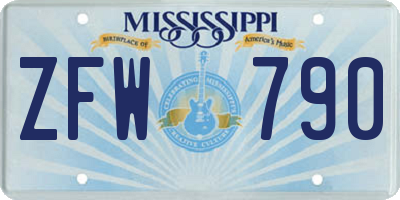 MS license plate ZFW790