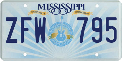 MS license plate ZFW795