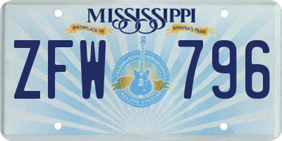 MS license plate ZFW796