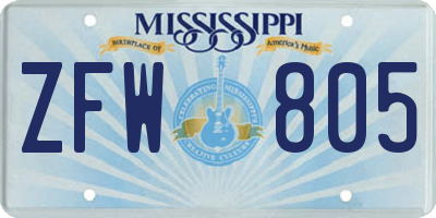 MS license plate ZFW805