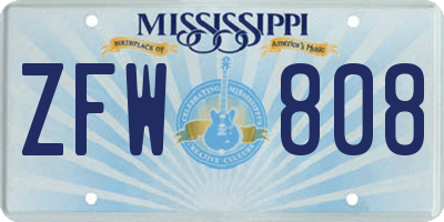 MS license plate ZFW808