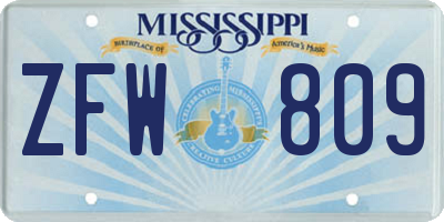 MS license plate ZFW809