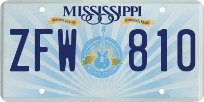 MS license plate ZFW810