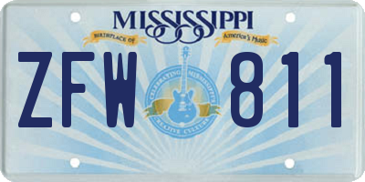 MS license plate ZFW811