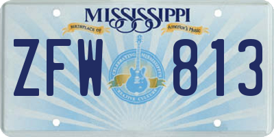 MS license plate ZFW813