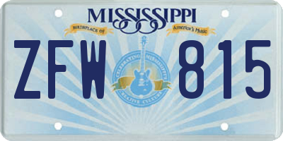 MS license plate ZFW815