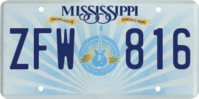MS license plate ZFW816