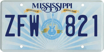 MS license plate ZFW821