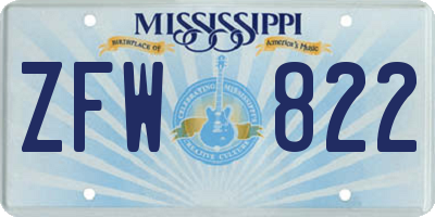 MS license plate ZFW822