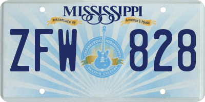 MS license plate ZFW828