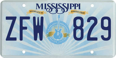 MS license plate ZFW829