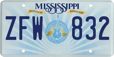 MS license plate ZFW832