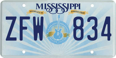 MS license plate ZFW834