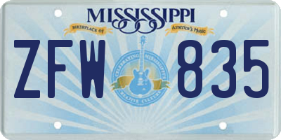 MS license plate ZFW835