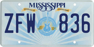 MS license plate ZFW836