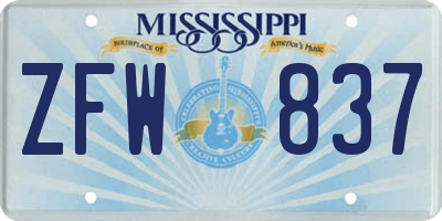 MS license plate ZFW837
