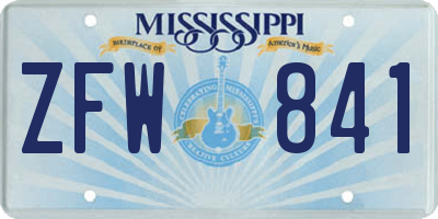 MS license plate ZFW841