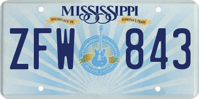 MS license plate ZFW843