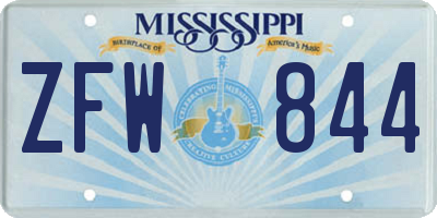 MS license plate ZFW844