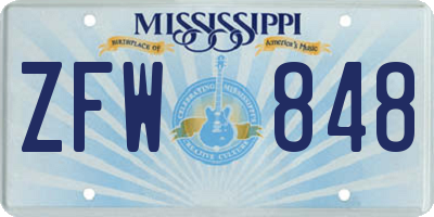 MS license plate ZFW848