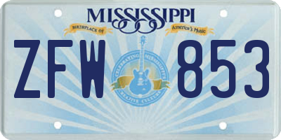 MS license plate ZFW853